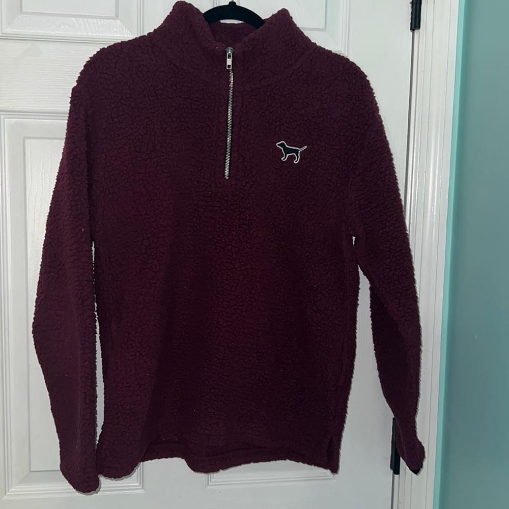 Victoria’s secret PINK, Sherpa, half zip, pullover (maroon)